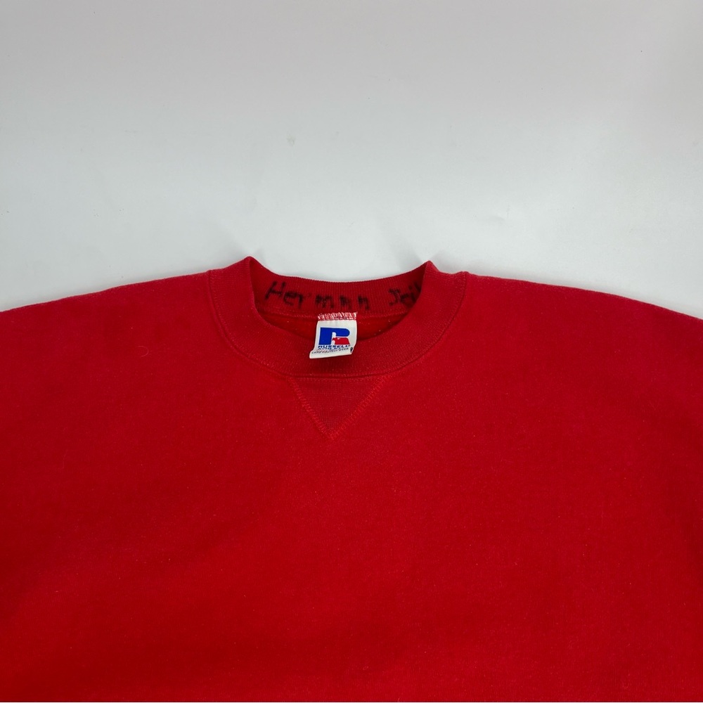 Vintage Russell Sweatshirt Men XL Red Crewneck 90s USA Kanye West Pullover Blank - Picture 2 of 11